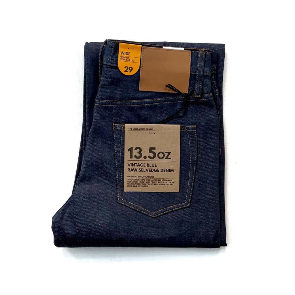 The Unbranded Brand Ub754 Vintage Blue Selvedge Denim  Wide Fit Jeans